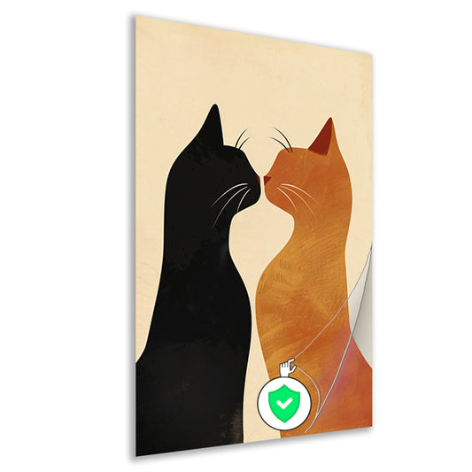 Twee katten in liefdevolle pose met aardetinten poster