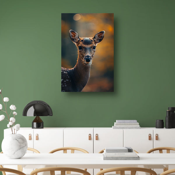 Close-up portret van een jong hert in het bos poster