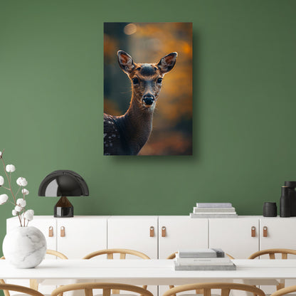 Close-up portret van een jong hert in het bos poster