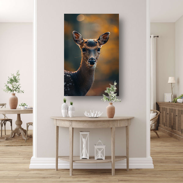 Close-up portret van een jong hert in het bos poster