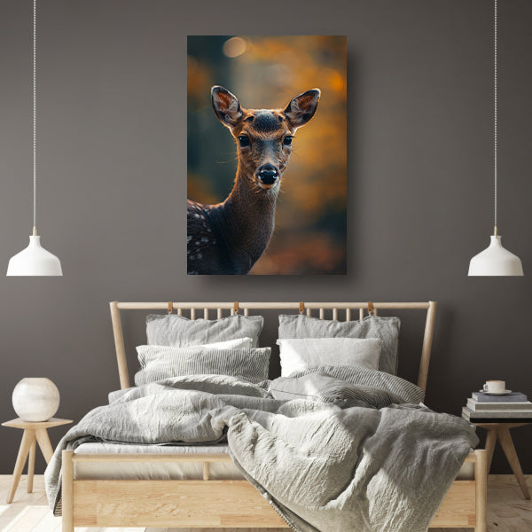 Close-up portret van een jong hert in het bos poster
