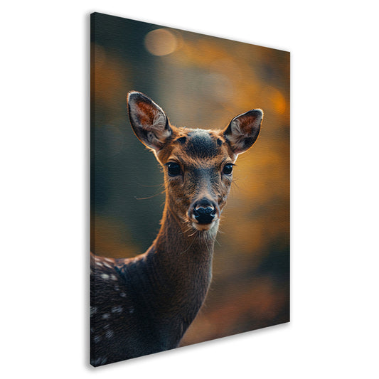 Close-up portret van een jong hert in het bos canvas