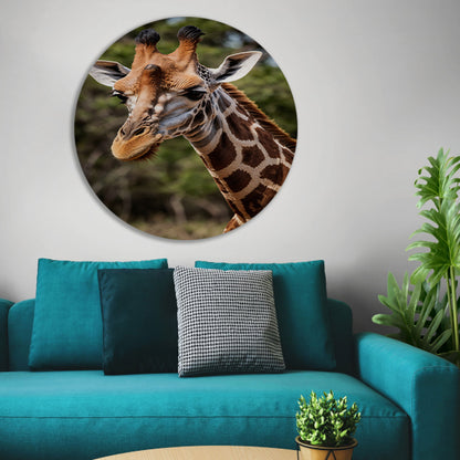 Gedetailleerde close-up van een wilde giraffe forex muurcirkel