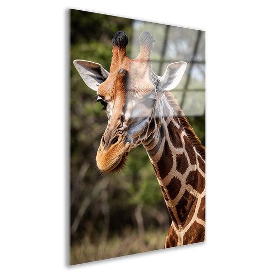 Gedetailleerde close-up van een wilde giraffe acrylglas