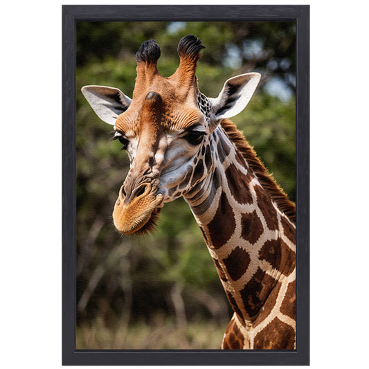 Gedetailleerde close-up van een wilde giraffe canvas met baklijst