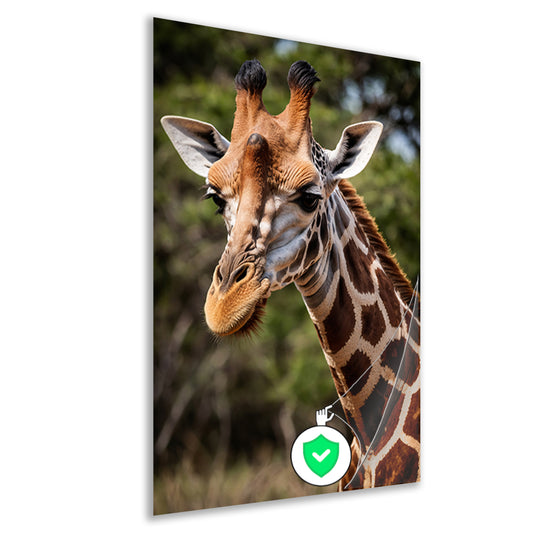 Gedetailleerde close-up van een wilde giraffe poster