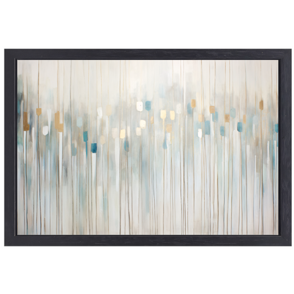 Blauw-witte abstracte compositie canvas met baklijst