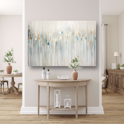 Blauw-witte abstracte compositie canvas