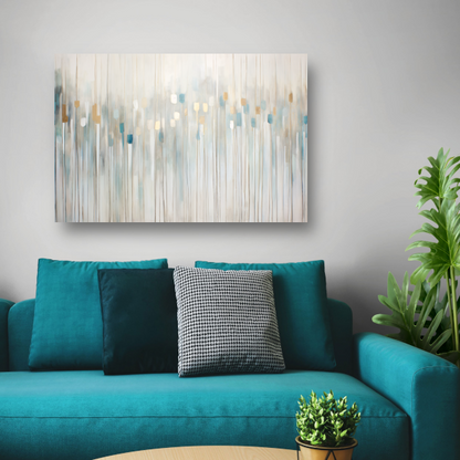 Blauw-witte abstracte compositie canvas