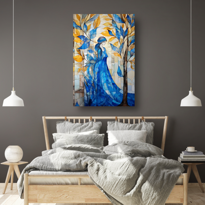 Minimalistische boomtekening in zwart-wit canvas met baklijst
