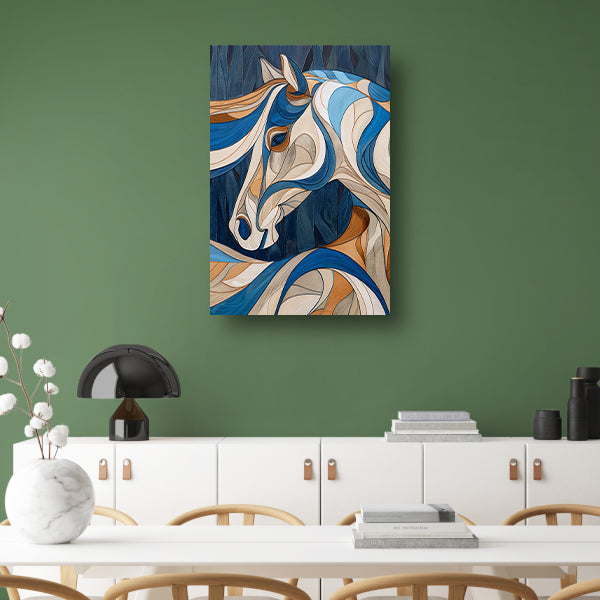 Kleurrijk kubistisch schilderij van een paard acrylglas