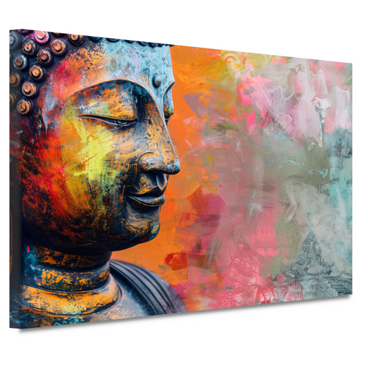 Epressief Kleurrijk Boeddha Gezicht Portret canvas