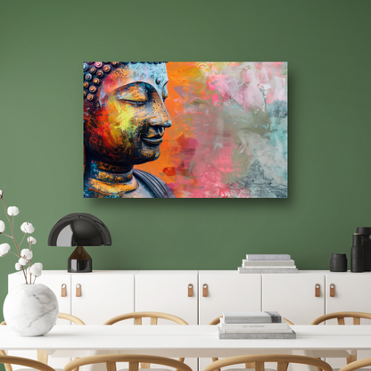 Epressief Kleurrijk Boeddha Gezicht Portret canvas
