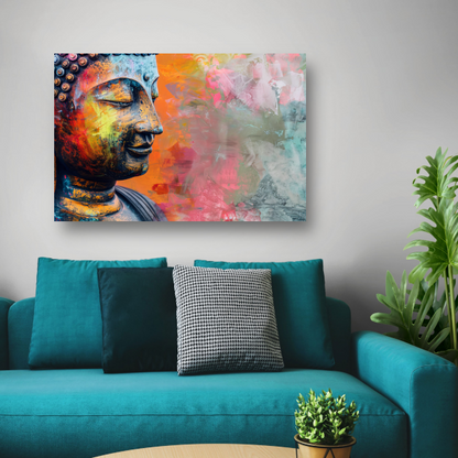 Epressief Kleurrijk Boeddha Gezicht Portret canvas