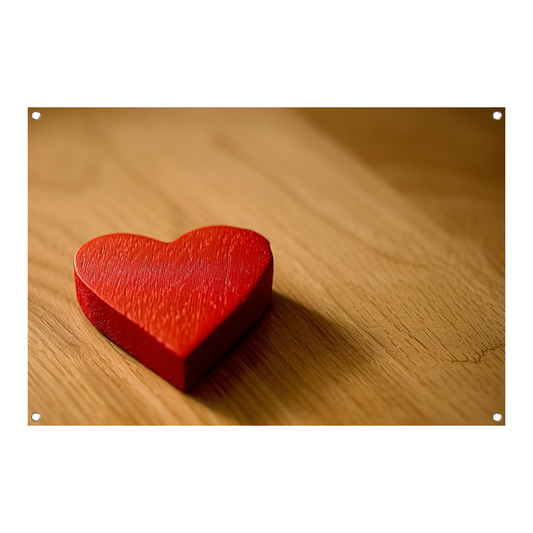 Eenvoudig Rood Hart op Houten Ondergrond tuinposter