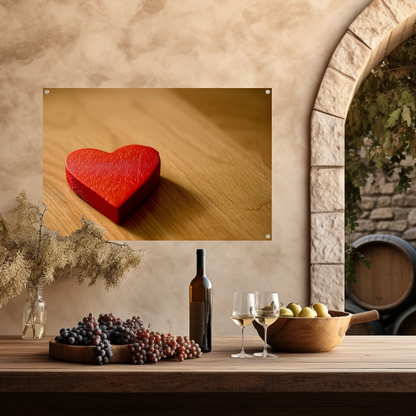 Eenvoudig Rood Hart op Houten Ondergrond tuinposter