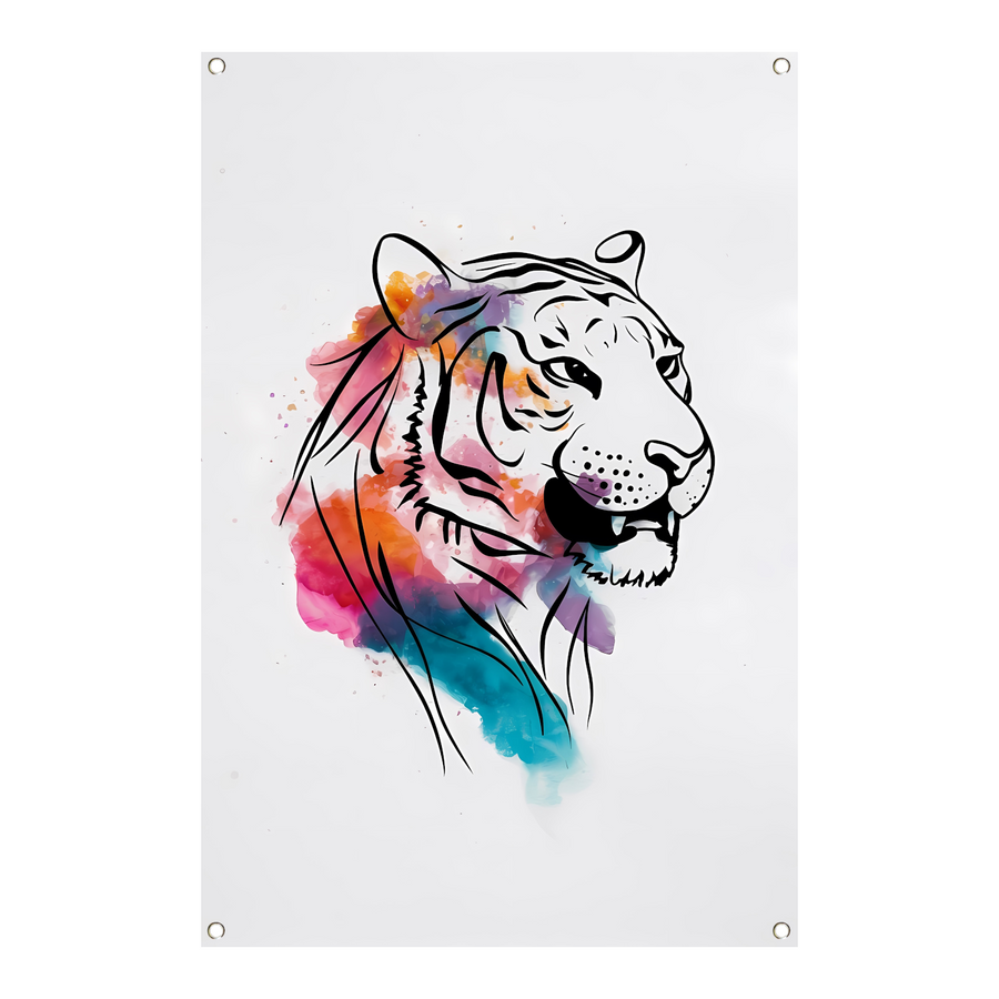 Abstracte Kleurrijke Tijger Lijntekening tuinposter
