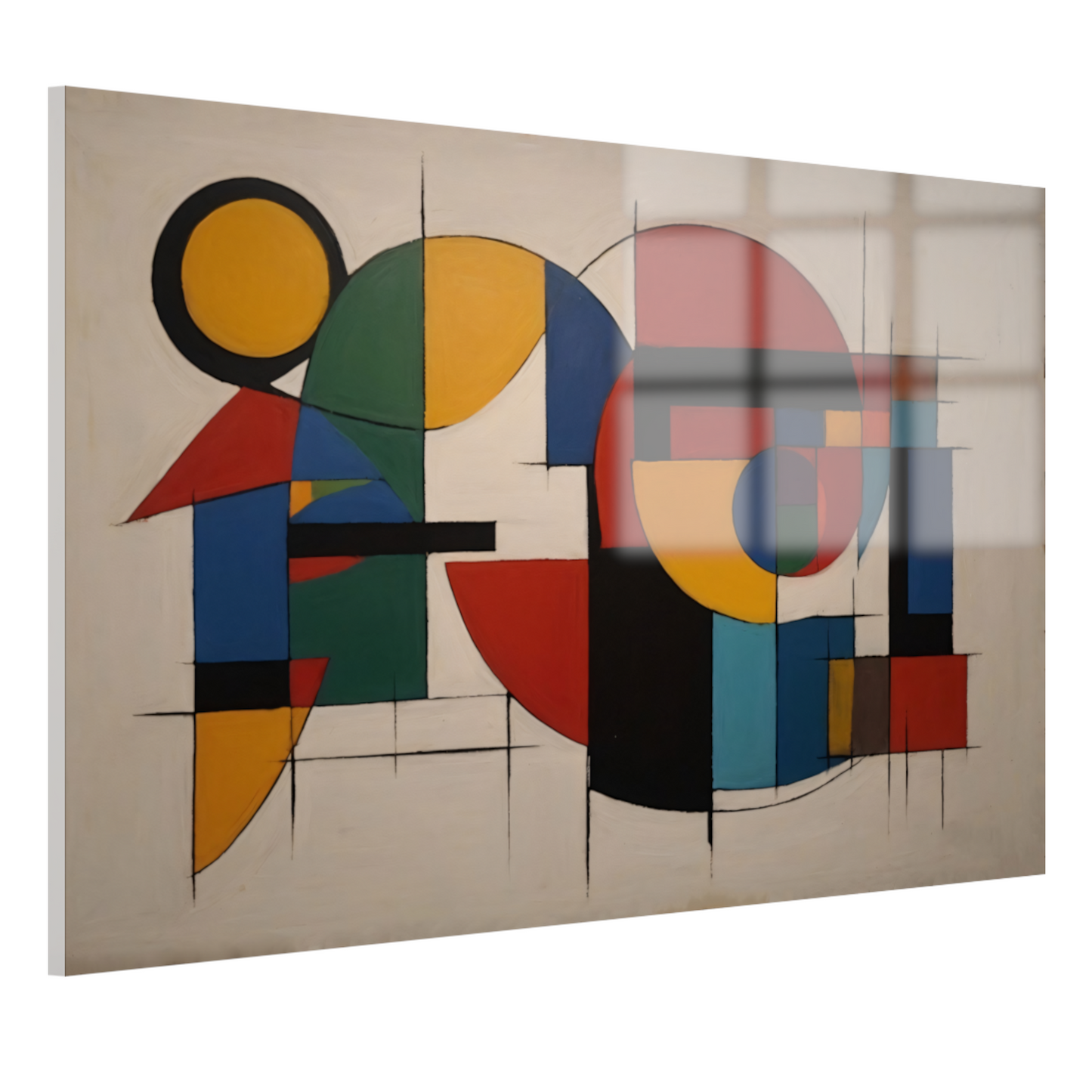 Geometrische Abstractie in Primaire Kleuren acrylglas