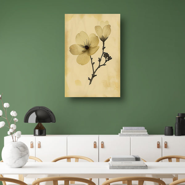 Elegante Bloemen in Sepia op Crème Achtergrond poster