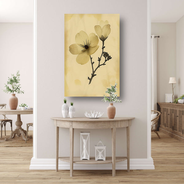 Elegante Bloemen in Sepia op Crème Achtergrond poster