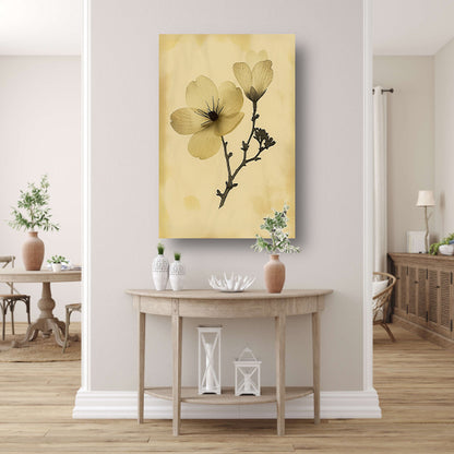Elegante Bloemen in Sepia op Crème Achtergrond poster