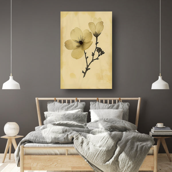Elegante Bloemen in Sepia op Crème Achtergrond poster