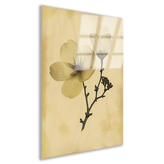 Elegante Bloemen in Sepia op Crème Achtergrond acrylglas