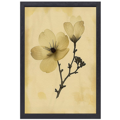Elegante Bloemen in Sepia op Crème Achtergrond canvas met baklijst