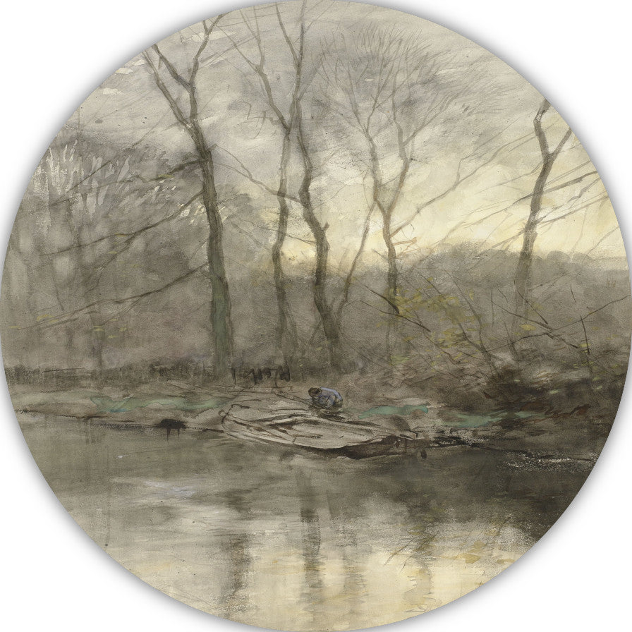 Bosrand aan het water - Anton Mauve forex muurcirkel
