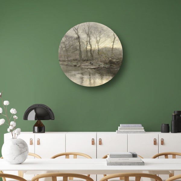 Bosrand aan het water - Anton Mauve aluminium muurcirkel