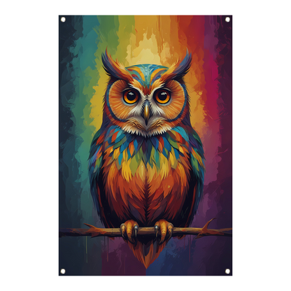 Kleurrijke Uil Abstract Artistiek Ontwerp tuinposter