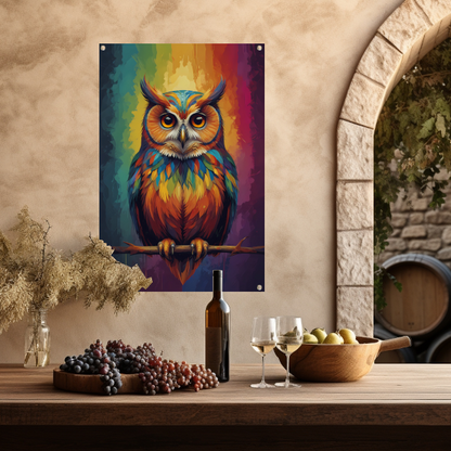 Kleurrijke Uil Abstract Artistiek Ontwerp tuinposter
