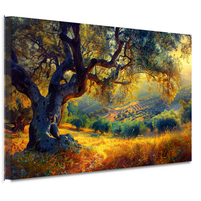 Impressionistische boom in een veld canvas