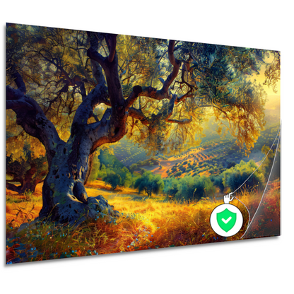Impressionistische boom in een veld poster