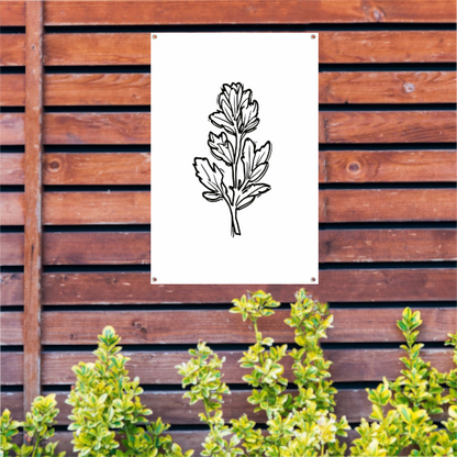 Minimalistische zwart-witte bloem lijntekening tuinposter