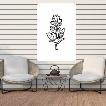 Minimalistische zwart-witte bloem lijntekening tuinposter