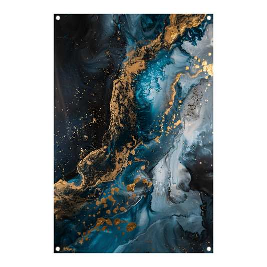 Blauw en Goud Abstract Expressionisme tuinposter