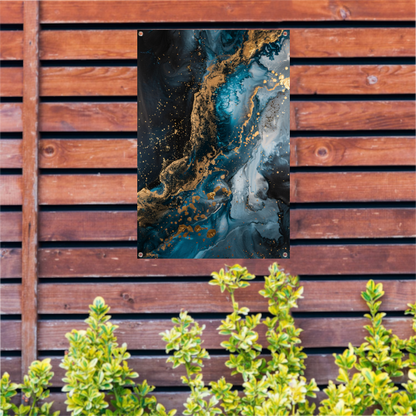 Blauw en Goud Abstract Expressionisme tuinposter