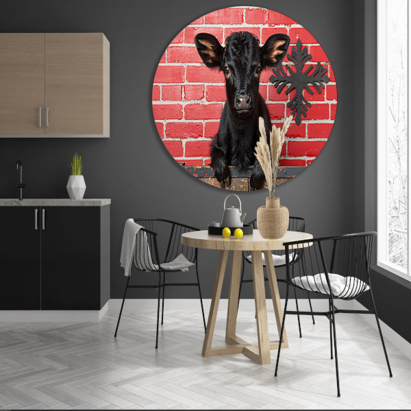 Minimalistisch Kalf op Crate forex muurcirkel
