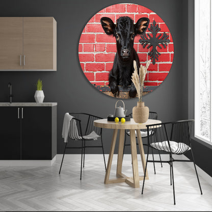 Minimalistisch Kalf op Crate forex muurcirkel