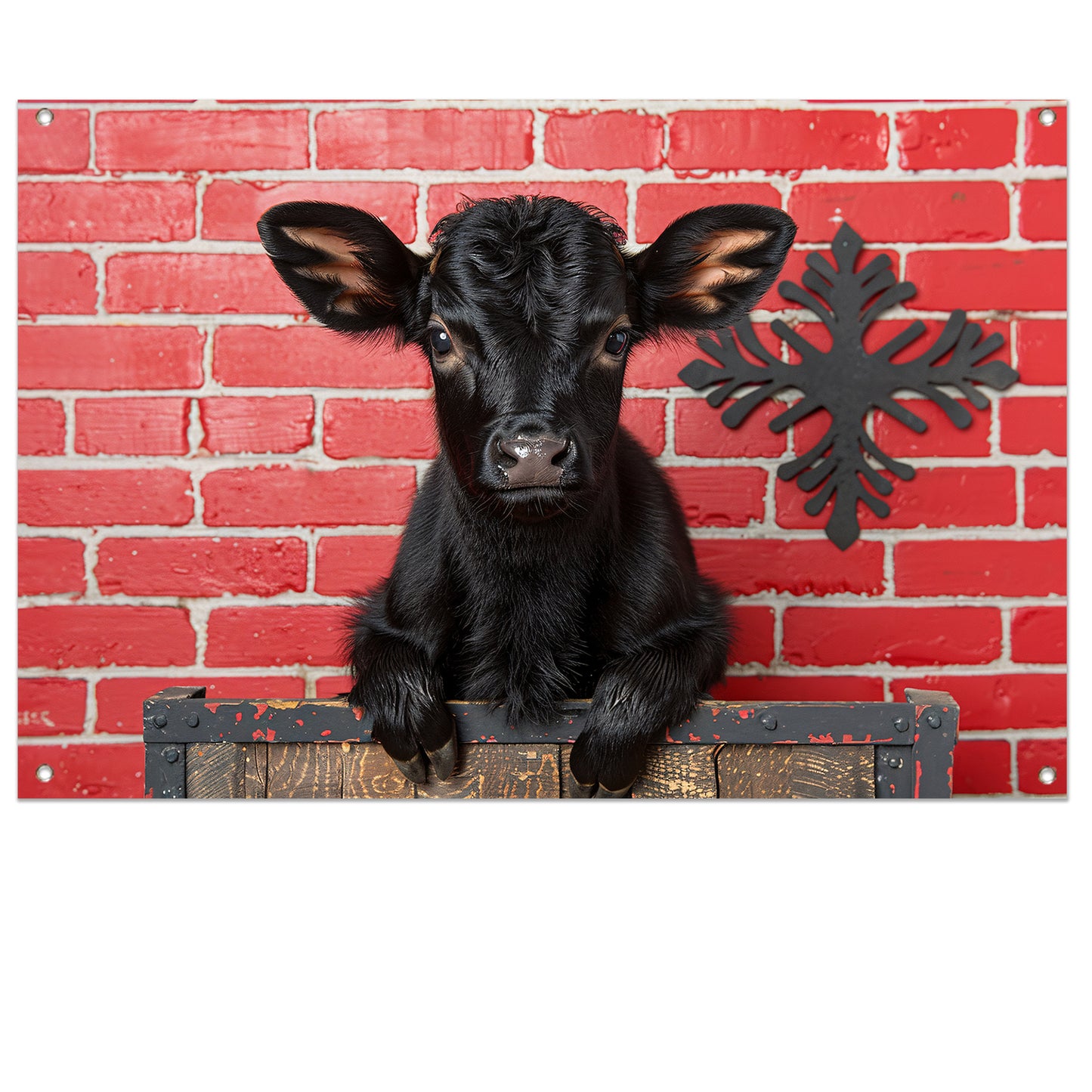 Minimalistisch Kalf op Crate tuinposter