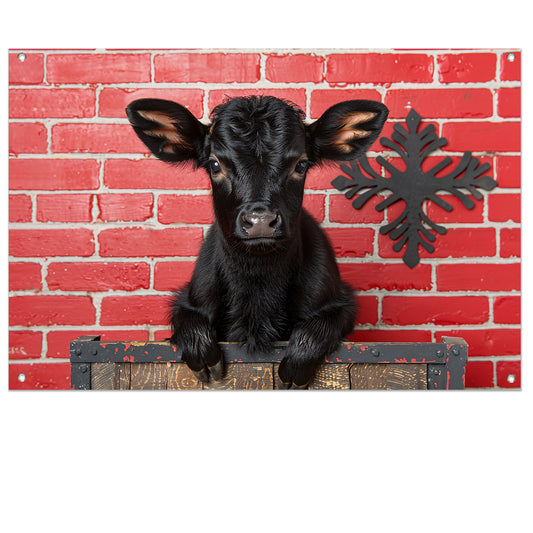 Minimalistisch Kalf op Crate tuinposter