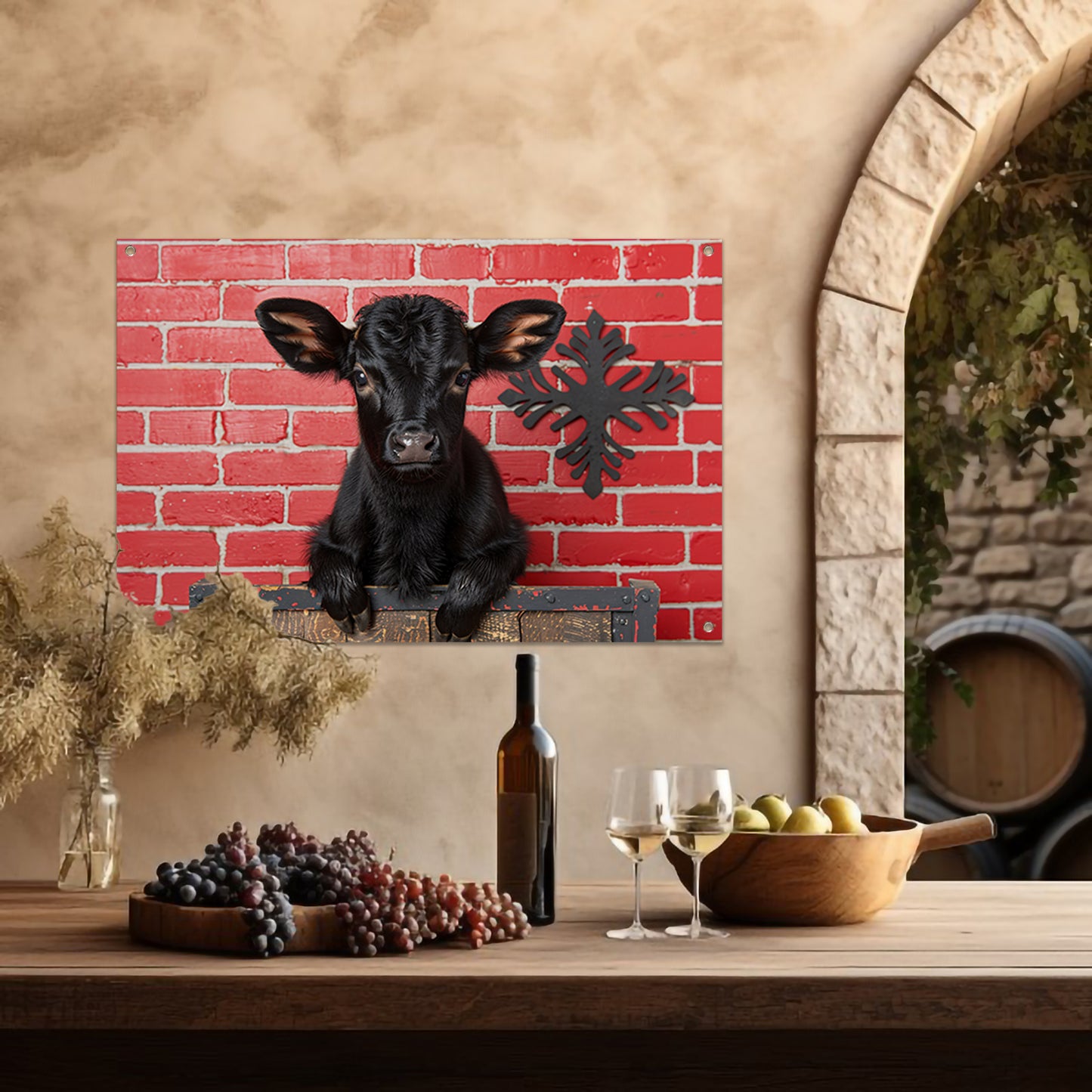 Minimalistisch Kalf op Crate tuinposter