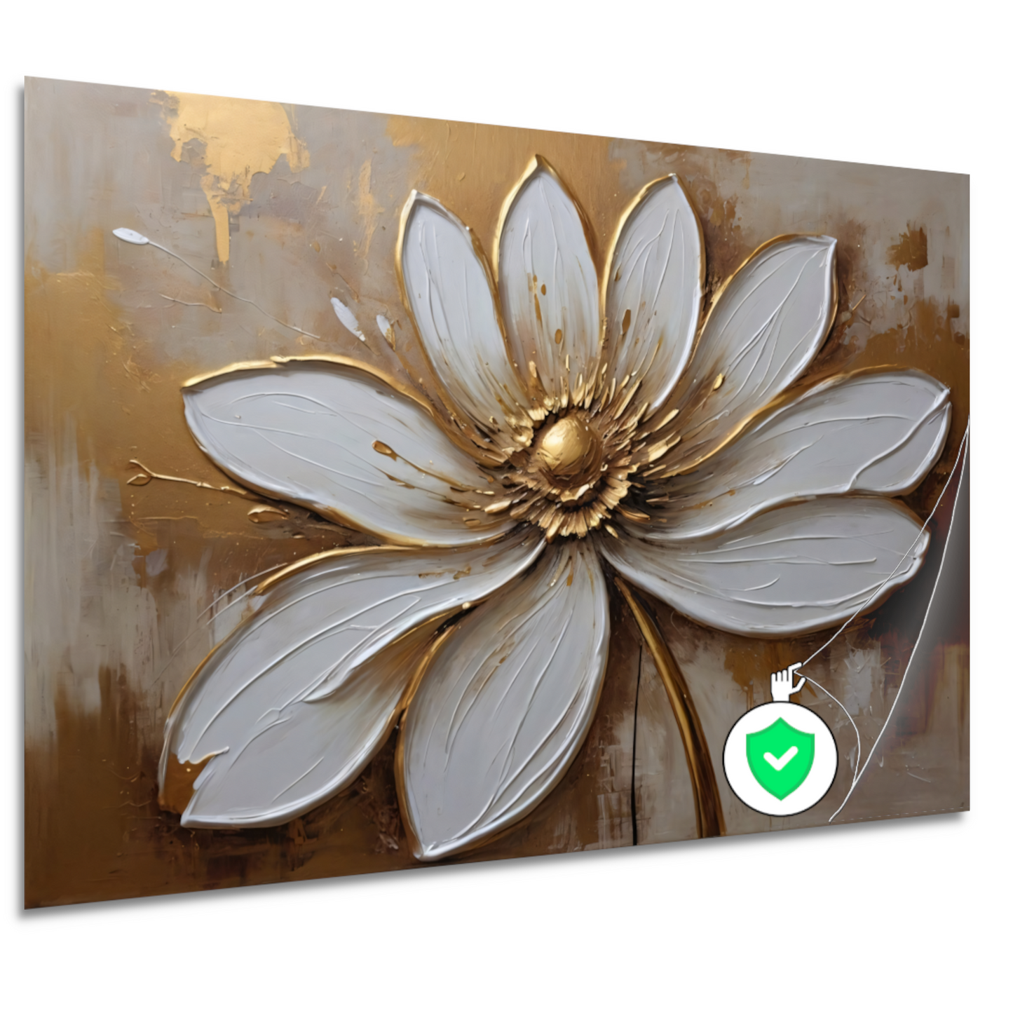 Witte Bloem met Gouden Accenten poster