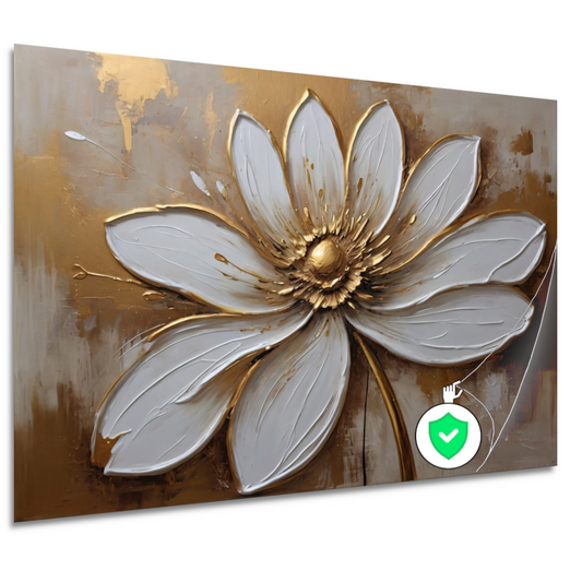 Witte Bloem met Gouden Accenten poster