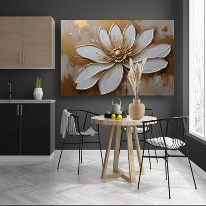 Witte Bloem met Gouden Accenten poster