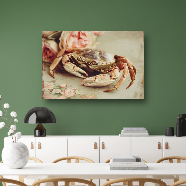 Stilleven met krab canvas met baklijst