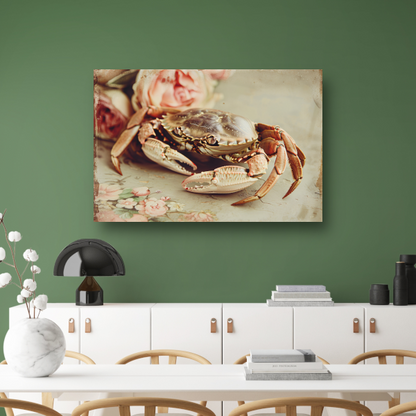Stilleven met krab canvas met baklijst