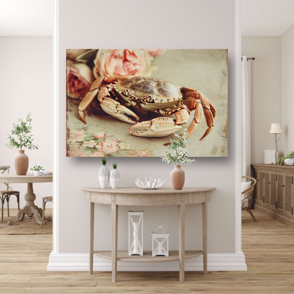 Stilleven met krab canvas met baklijst