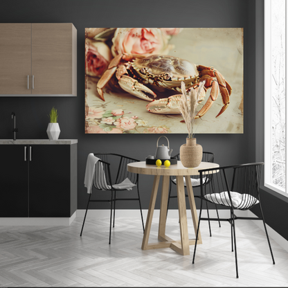 Stilleven met krab canvas met baklijst